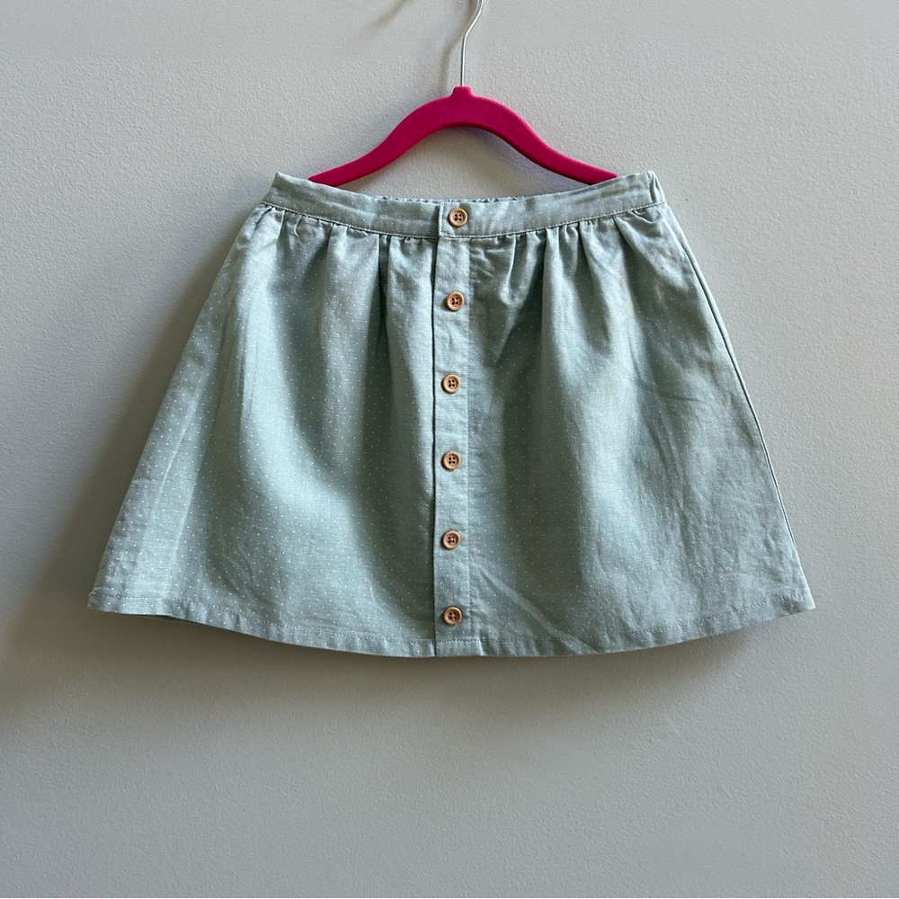 Edgehill Collection Sage Green Linen Blend Polka Dot Skirt, Size 5